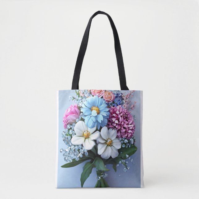 Titel: Luxurious Diamond Bouquet Tote Bag Transfo Tygkasse (Framsida)