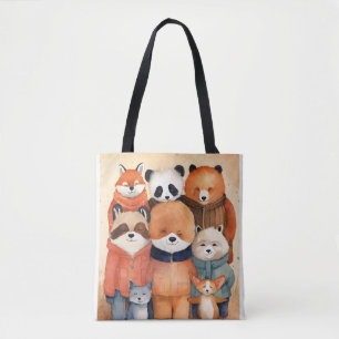 Titel: Lycklig Friends Cuddling Tote Bag Celebrate Tygkasse
