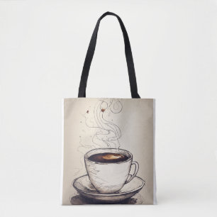 Titel: Minimalistisk pennskiss av kaffe Kopp - ål Tygkasse
