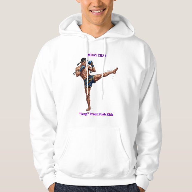Titel: Muay Thai Teep – Explosiv Främre Tryckspark Hoodie (Framsida)