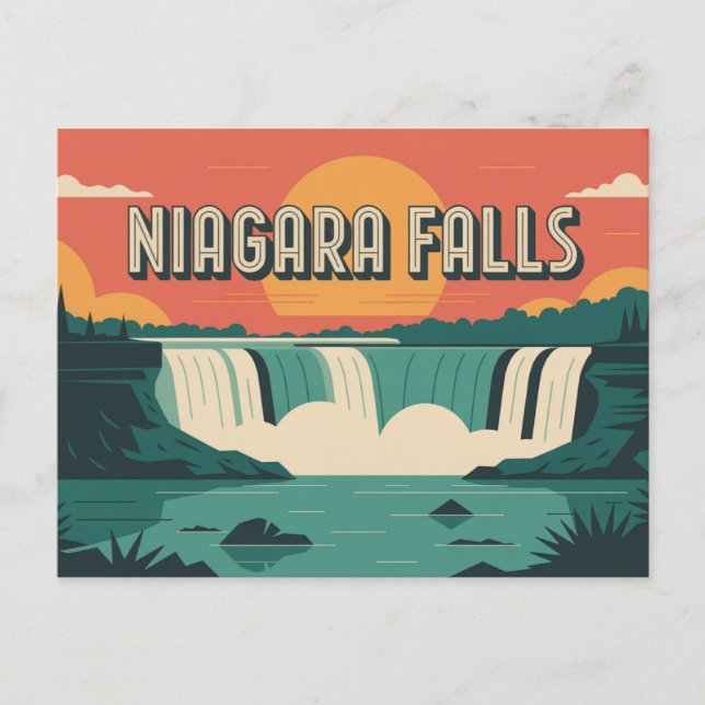 Titel: Niagara Falls solnedgång Vykort (Framsida)