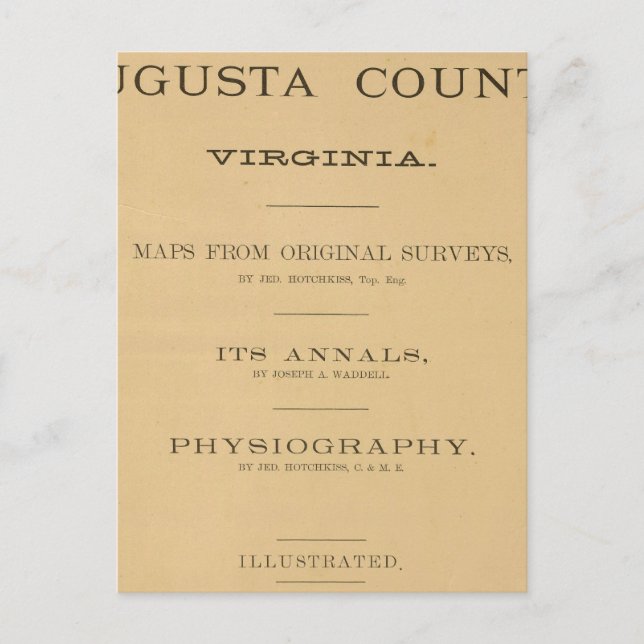 Titel Page Augusta County, Virginia Vykort (Framsida)