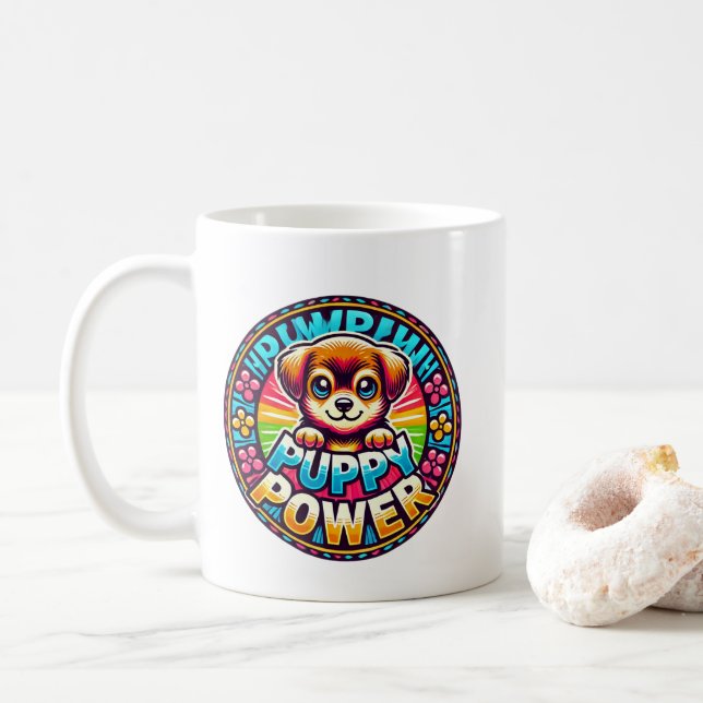 Titel: Puppy Power - Cute & Colorful Hund Kaffemugg (Med munk)