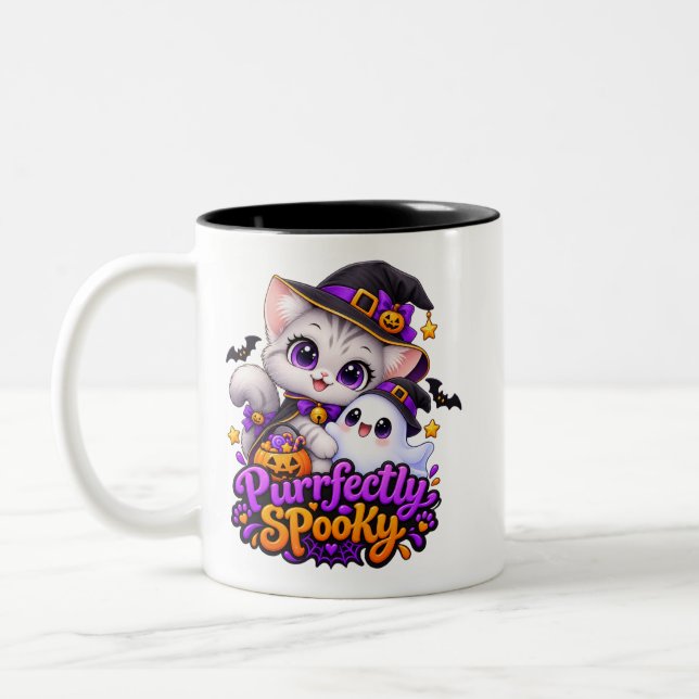 Titel: Purrfekt kuslig – Halloween Katt Mugg (Vänster)