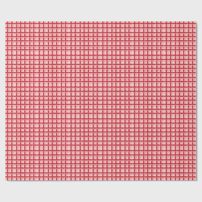 Titel  Rosa & Röd Texturerad Rutig Mönster | Klass Presentpapper (Platt)