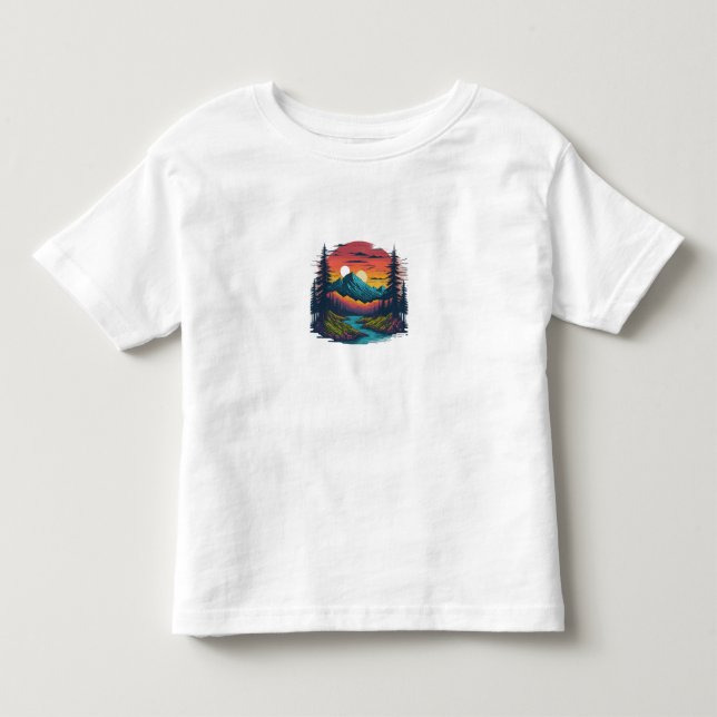 **Titel:** Serene Nature Wonderland Småbarn T Shirt (Framsida)