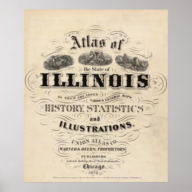 Titel Sida Atlas of the State of Illinois Poster (Framsidan)