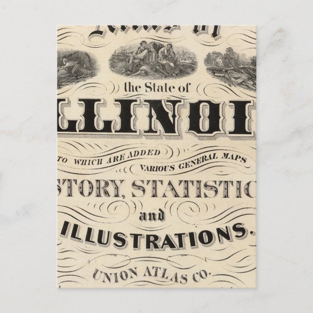 Titel Sida Atlas of the State of Illinois Vykort (Framsida)