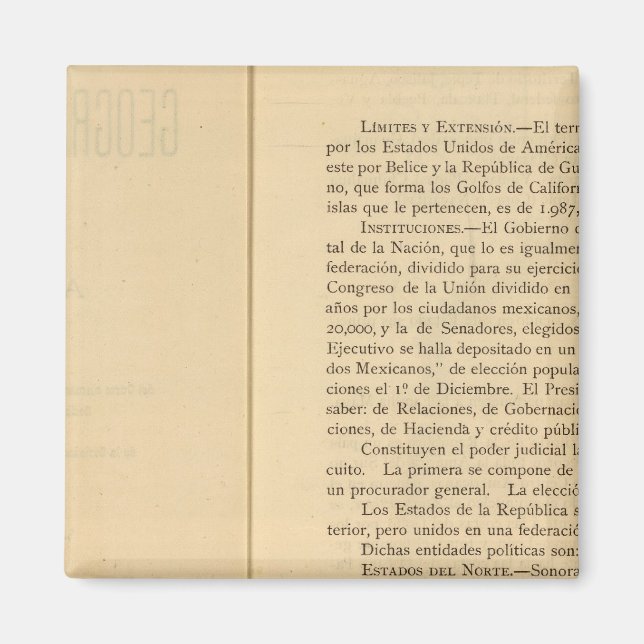 Titel Sida av 1874 Mexiko Atlas Magnet (Framsidan)