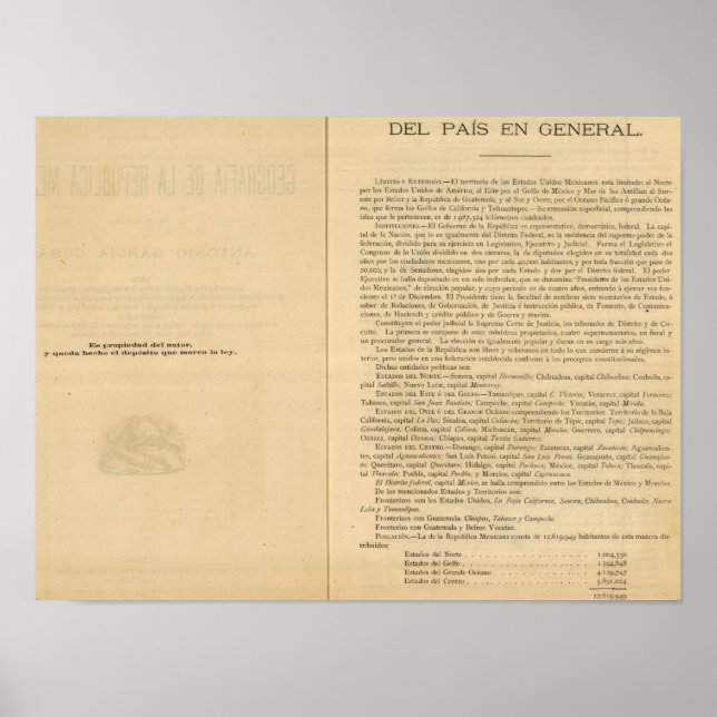 Titel Sida av 1874 Mexiko Atlas Poster (Framsidan)
