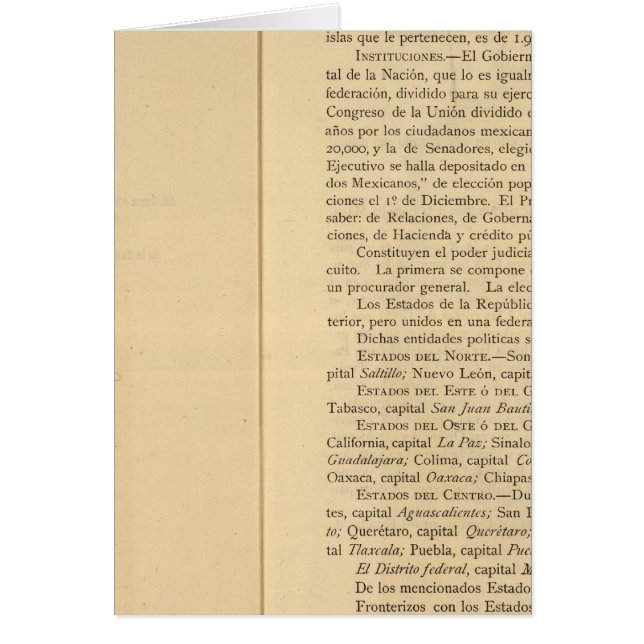 Titel Sida av Mexikos atlas 1874 Hälsningskort (Framsidan)