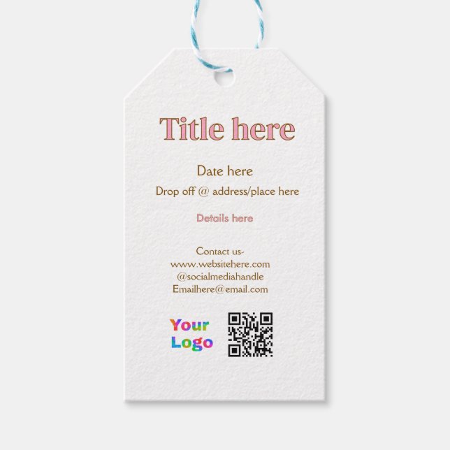 titel skanna QR-kontaktlogotyp här plats datum aff Presentetikett (Framsidan)