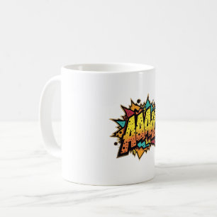 Titel: "Tecknad Bok Burst: AAAL! Pop Art Kaffemugg