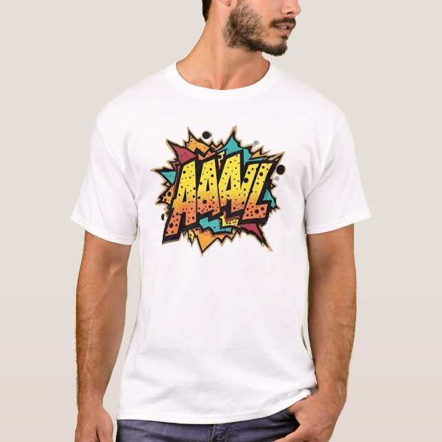 Titel: "Tecknad Bok Burst: AAAL! Pop Art T Shirt (Framsida)