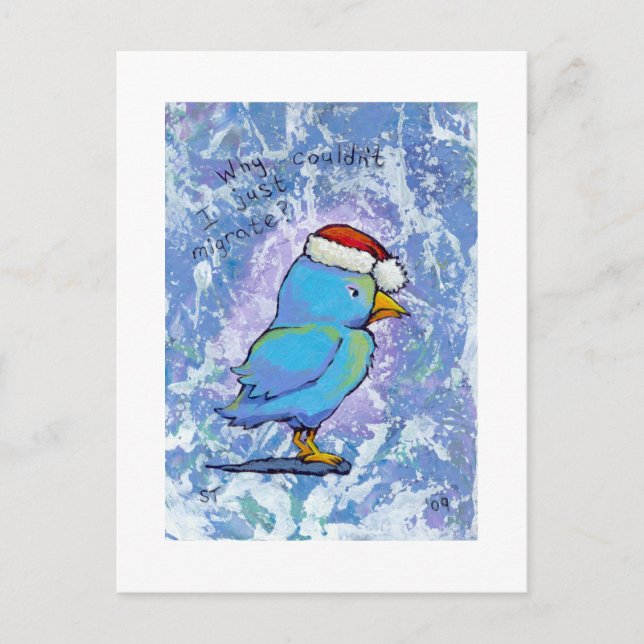 Titel: Tiny Art #598 - Arg Santa Bird ART Helg Vykort (Framsida)