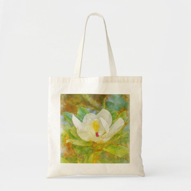 Titel Vattenfärg Magnolia Bloom Tote Band Tygkasse (Framsidan)