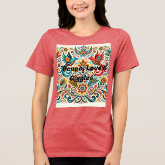 Titel: Vibrant Folk Art Blommönster T-Shirt