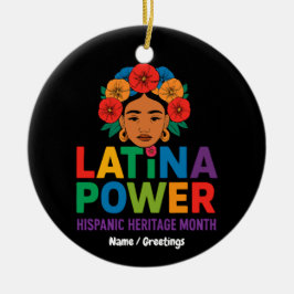 Titel: Women Latina Power Flowers Hispanic Month Julgransprydnad Keramik