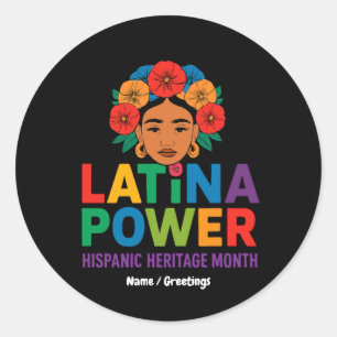 Titel: Women Latina Power Flowers Hispanic Month Runt Klistermärke
