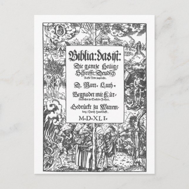 Titelbladet till Lutherbibeln 1545 Vykort (Framsida)