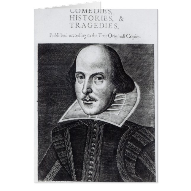 Titelpage, "Mr. William Shakespeares Hälsningskort (Framsidan)