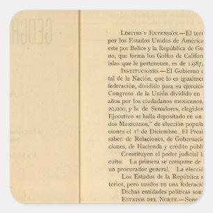 Titelsida av den Mexico kartboken 1874 Fyrkantigt Klistermärke