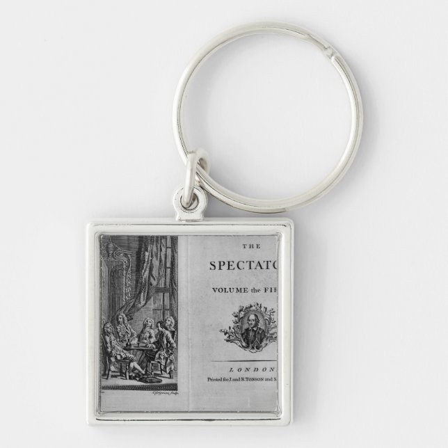 Titelsida av första volym av samlat fyrkantig silverfärgad nyckelring (Framsidan)