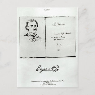 Titelsida av "Les Poemes" vid Edgar Allan Poe Vykort