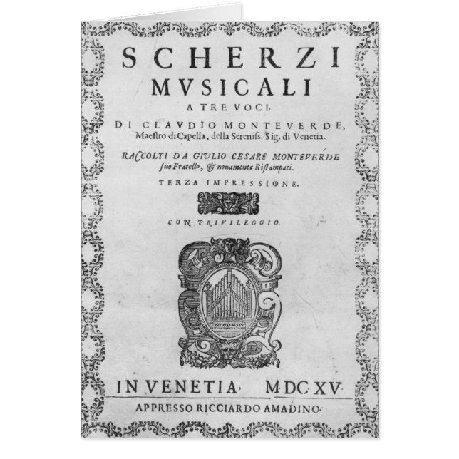 Titelsida av 'scherzina Musicali Hälsningskort (Framsidan)