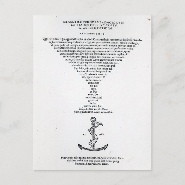 Titelsida för Adages of Erasmus Vykort (Framsida)