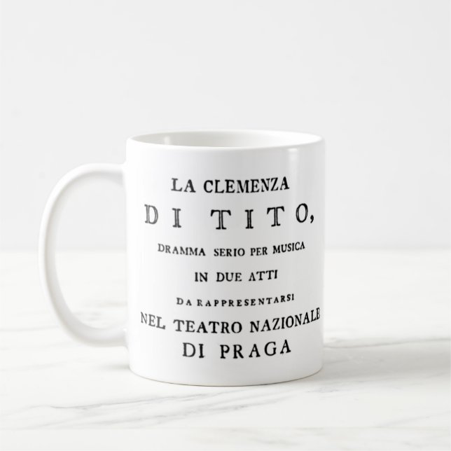 Titelsida för La Clemenza di Tito Libretto Kaffemugg (Vänster)