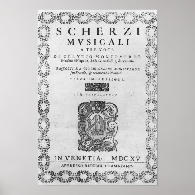 Titelsida för "Scherzi Musicali" Poster (Framsidan)