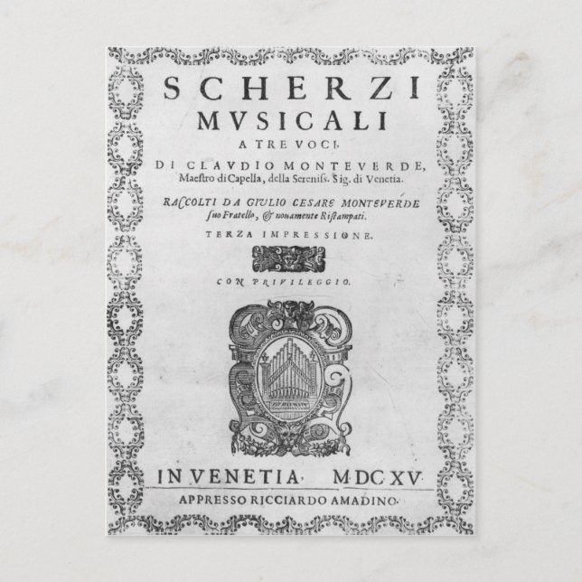 Titelsida för "Scherzi Musicali" Vykort (Framsida)