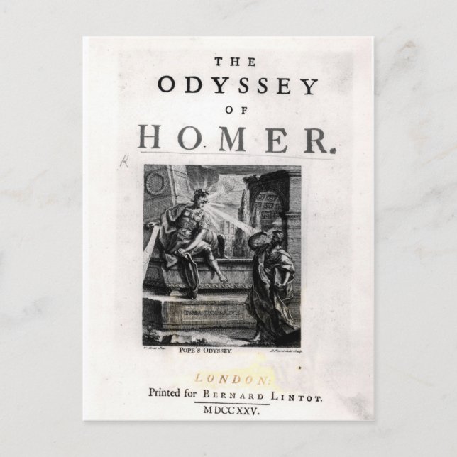 Titelsida för "The Odyssey" av Homer Vykort (Framsida)