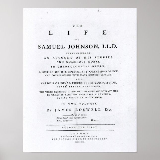 Titelsida från "Samuel Johnson liv" Poster (Framsidan)