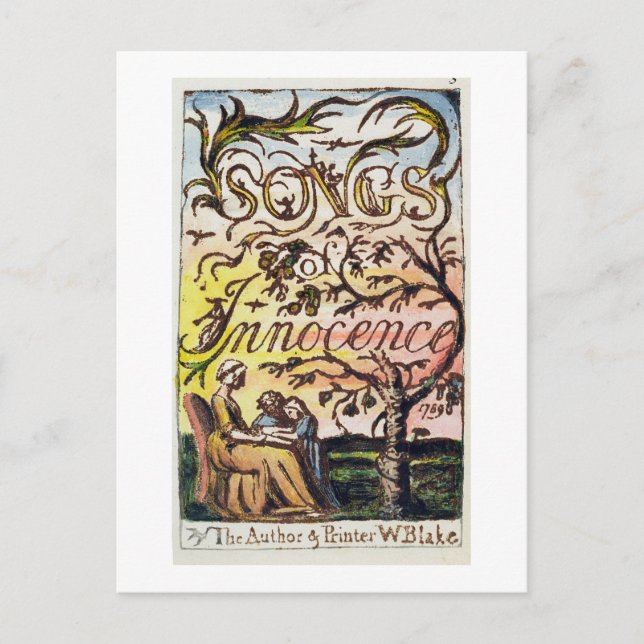 Titelsida från "Sång i Oskuld och av Erfaren Vykort (Framsida)