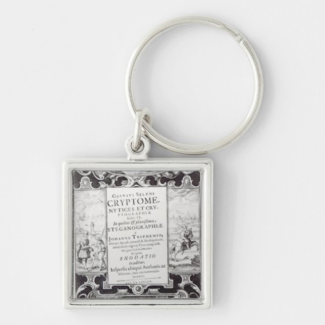 Titelsida som bokar 9 fyrkantig silverfärgad nyckelring (Framsidan)
