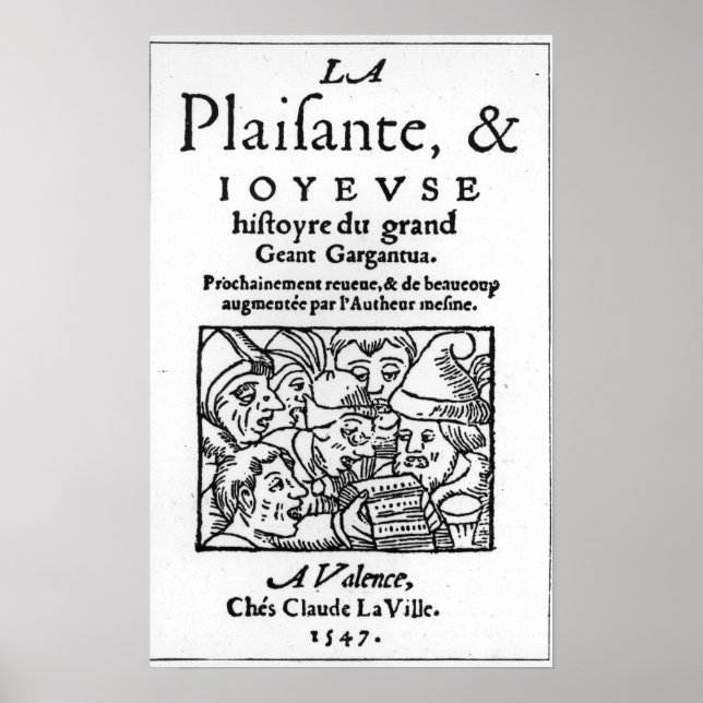 Titelsida till "Gargantua" av Francois Rabelais Poster (Framsidan)