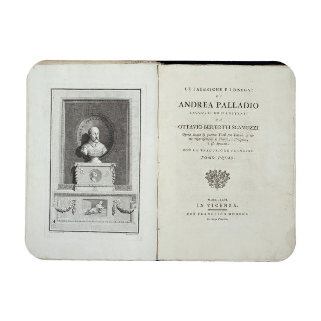 Titelsida till Le Fabbriche e i Disegni di Andrea Magnet (Horisontell)