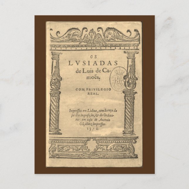 Titelsida till Os Lusíadas - 1572 ed Vykort (Framsida)