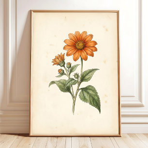 Tithonia Botanisk Konst Canvastryck Poster