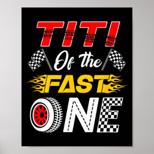 Titi Av Den Snabba Ettårsfirande Racingbil Familj Poster