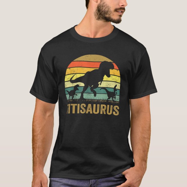 Titi Dinosaur T Rex Titisaurus 2-barnfamiljens mat Shirt (Framsida)