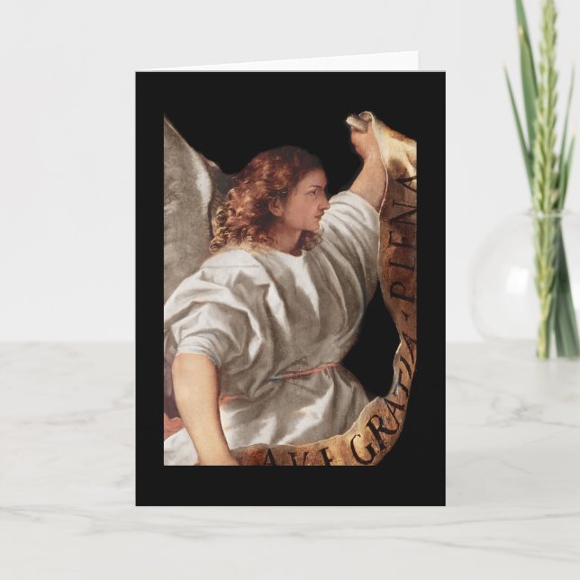 Titian Angel med Banner Helgkort (Framsida)