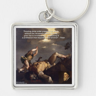 Titian Citat & David/Goliath Målning Gåvor Fyrkantig Silverfärgad Nyckelring