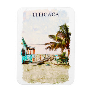 Titicaca Sjö Beach Scenery Sydamerika Magnet