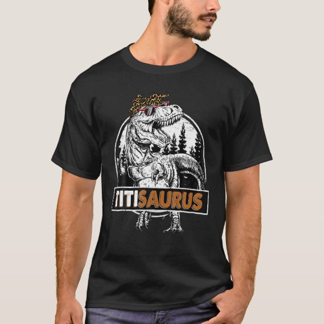 Titisaurus T Rex Dinosaur Titi Saurus Mors dag T Shirt (Framsida)