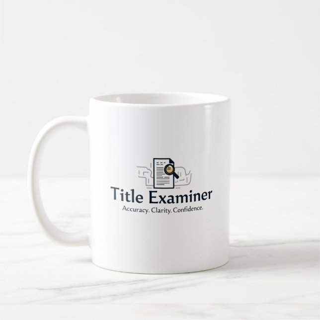 Title Examiner Mug – Accuracy. Clarity. Confidence Kaffemugg (Vänster)