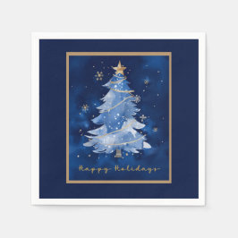 Title: Happy Holidays Elegant Navy Gold Christmas  Pappersservett