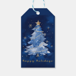 Title: Happy Holidays Elegant Navy Gold Christmas  Presentetikett